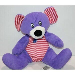 Kellytoy Plush Purple‎ Red Stripe Bear Stuffed Plush 12"